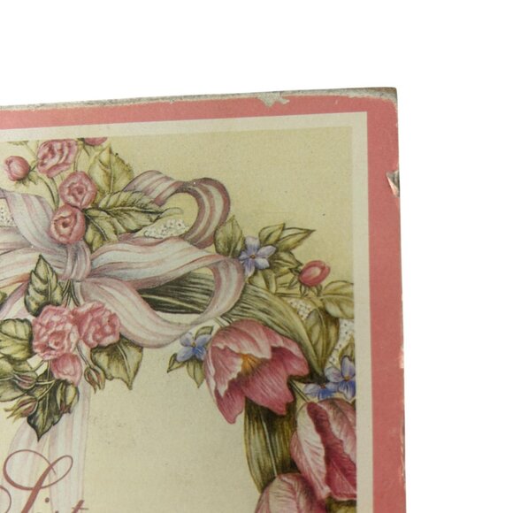 Vintage Sister Wall Plaque Pink Floral Wreath Poem Gift STAPCO USA Home Decor - Picture 4 of 7